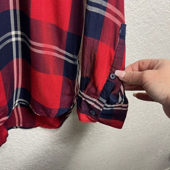 Woolrich Plaid‎ Button Down Shirt Women’s XXL Red Navy FALL Cabincore Gorpcore - Picture 5 of 10